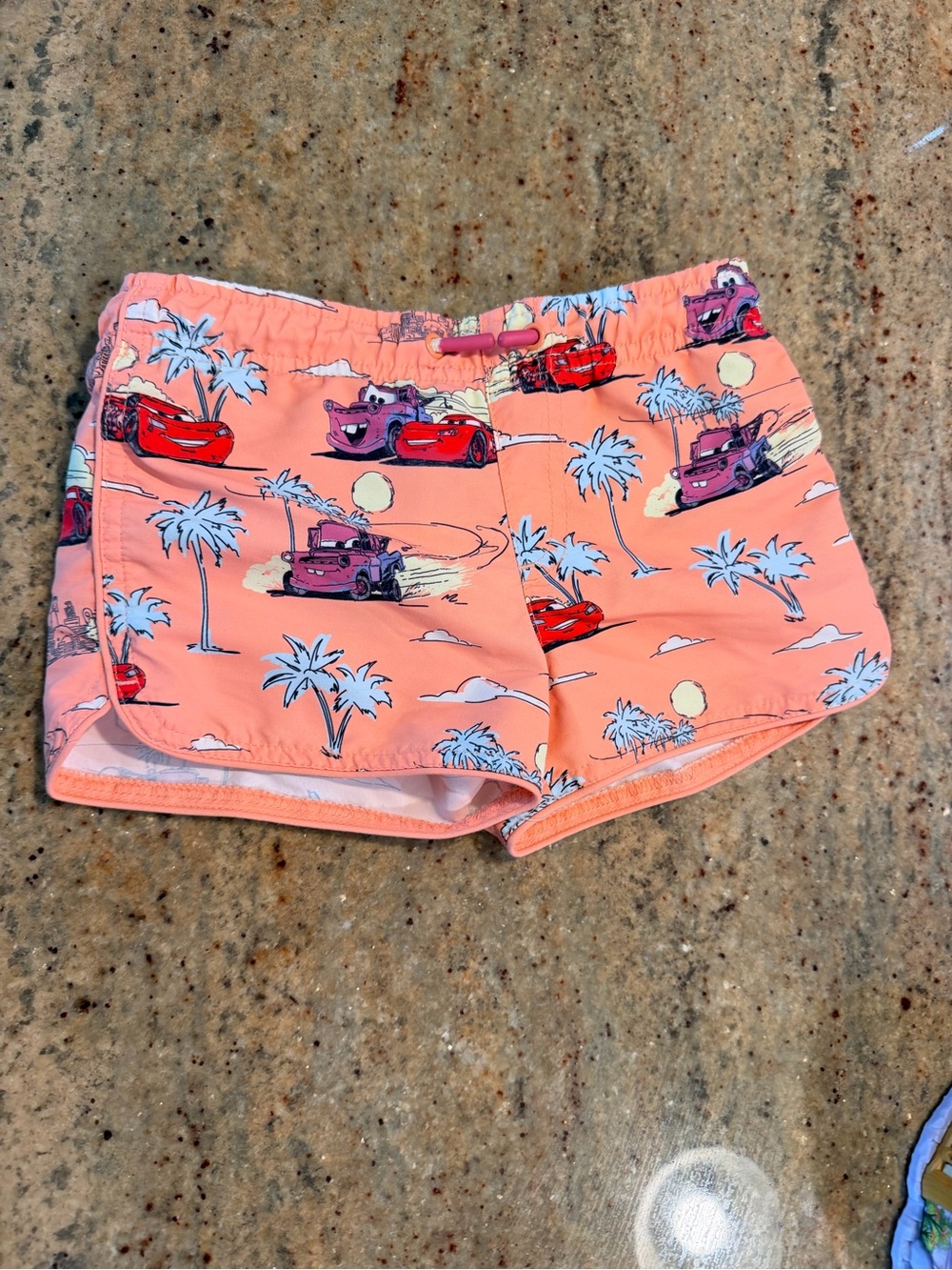 Zara Peach Kids Swim Trunks with Cars Print